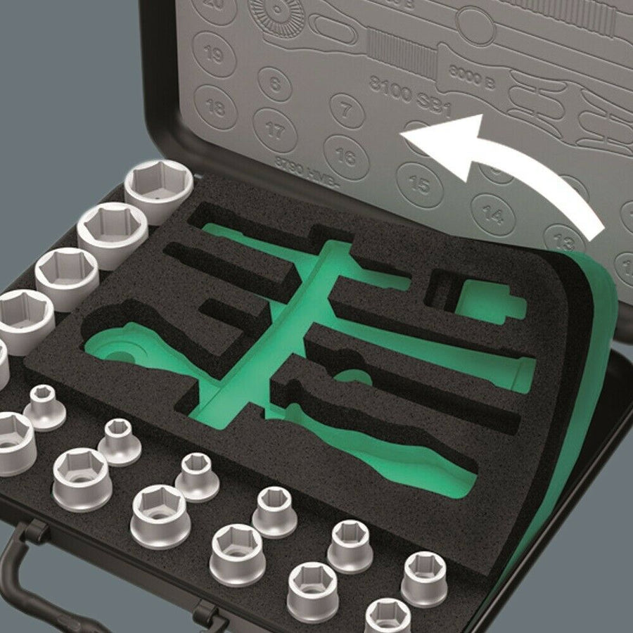 Wera 8100 SB 2 Zyklop Socket Wrench Set 3/8" Drive Metric 43 Pieces 05003594001