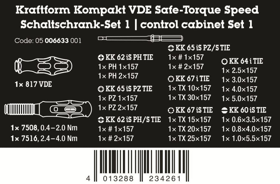 Wera Kraftform Kompakt VDE Safe Torque Speed Control Cabinet Set 1 05006633001
