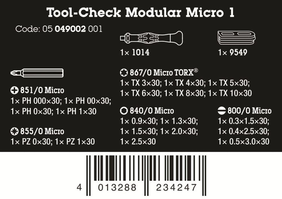 Wera Tool-Check Modular Micro 1 Precision Screwdriver Set 21 Pieces 05049002001